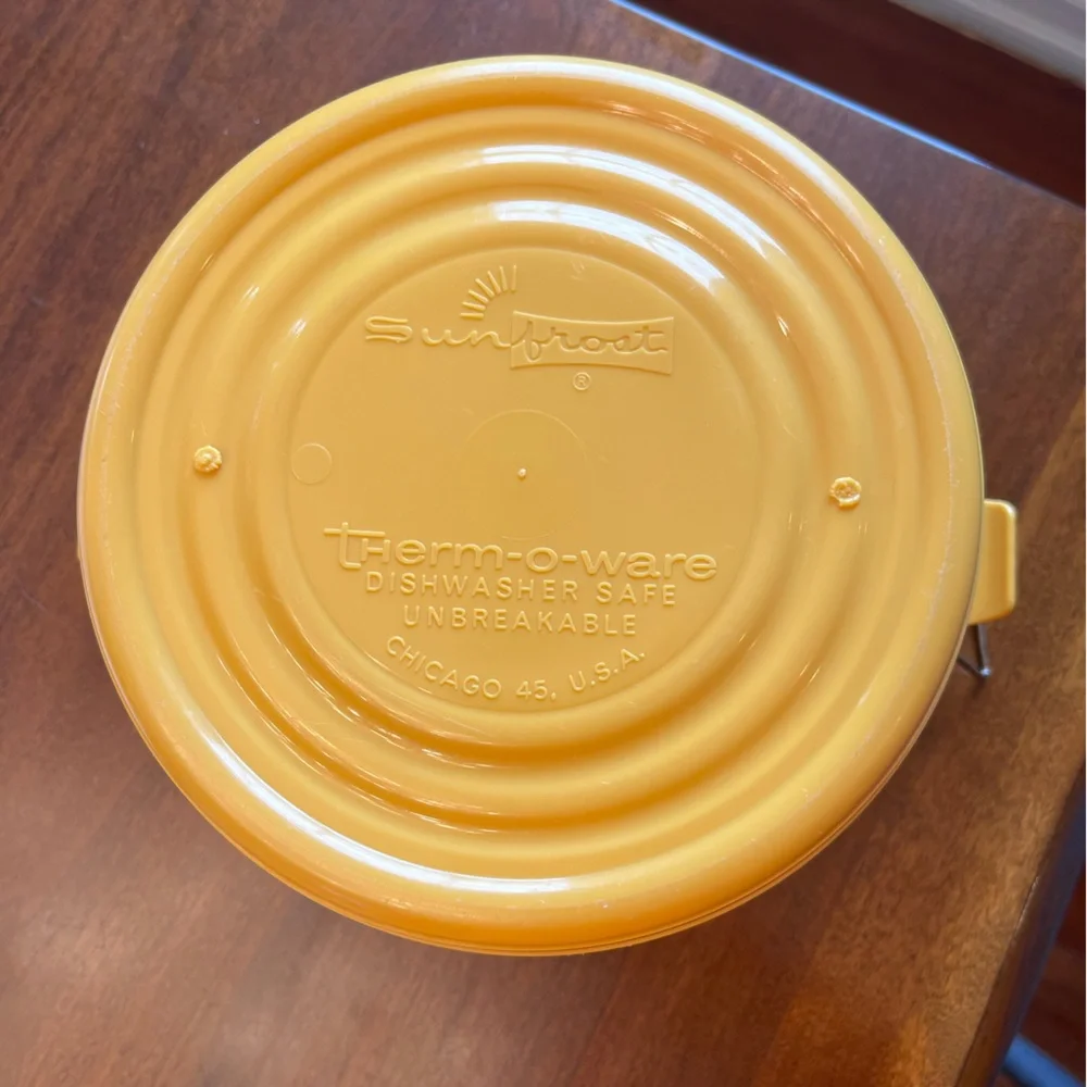 Vintage Sunfrost Thermo-o-ware Yellow Ice Bucket with White Accent and Gold Knob